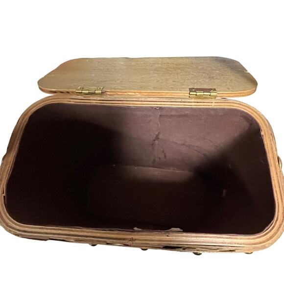 Mushroom Basket Purse Vintage Hand Painted Retro Kitsch Lined Made in Hong Kong - Picture 3 of 16